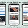 Screenshots from the Postnatal Care: Nurturing the New Mum course - focus on C-section recovery.