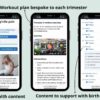 Screenshots from the Trimester 2: Embracing the Middle Stage course - workout plan bespoke to each trimester.